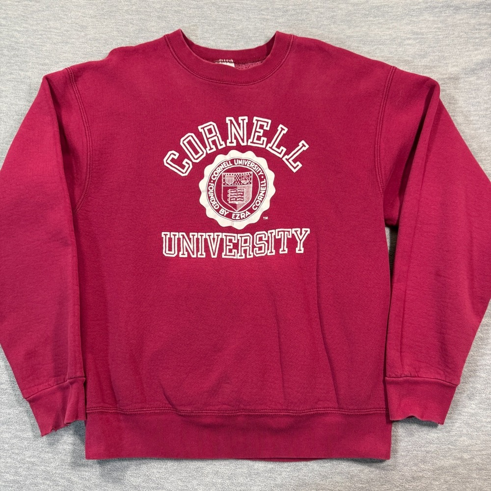 Cornell University Hoodie Men Large Red Pullover Ivy League Logo 90s USA‎ Made